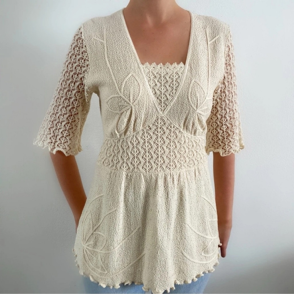 Elegant Cream Lace Women Top